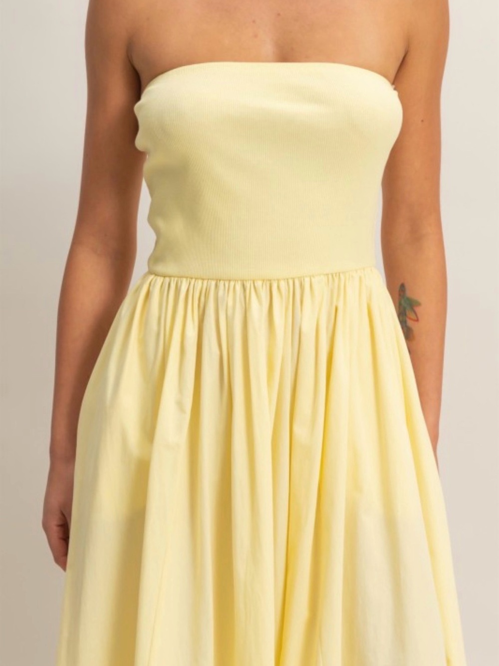 Strapless Maxi Dress in Pale Yellow - Picture 2 of 4